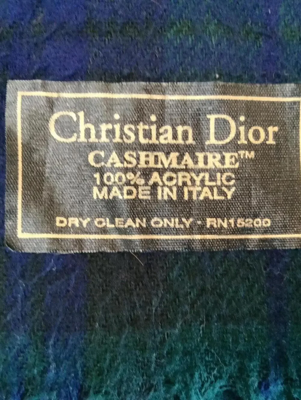 Christian Dior Vintage Black Watch Scarf Monsieur Plaid Cashmaire Line Unisex